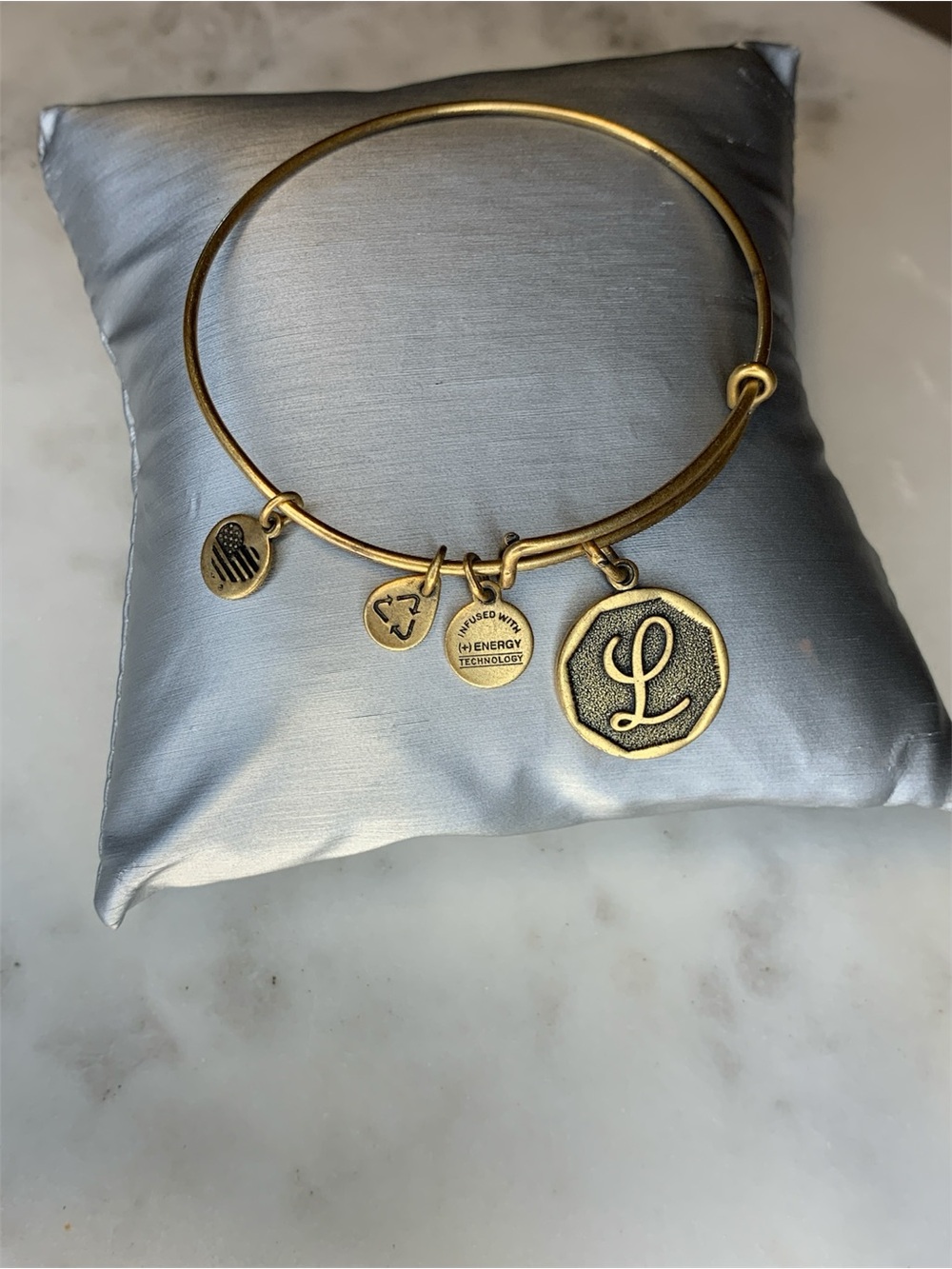 Alex and Ani Gold 'L' Initial Charm Bangle Bracelet
